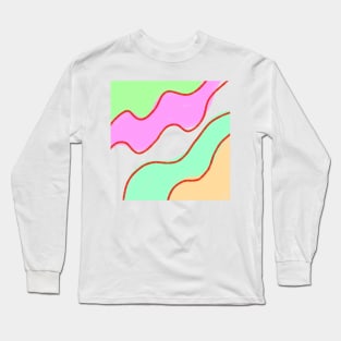 Pink green orange Red watercolor art Long Sleeve T-Shirt